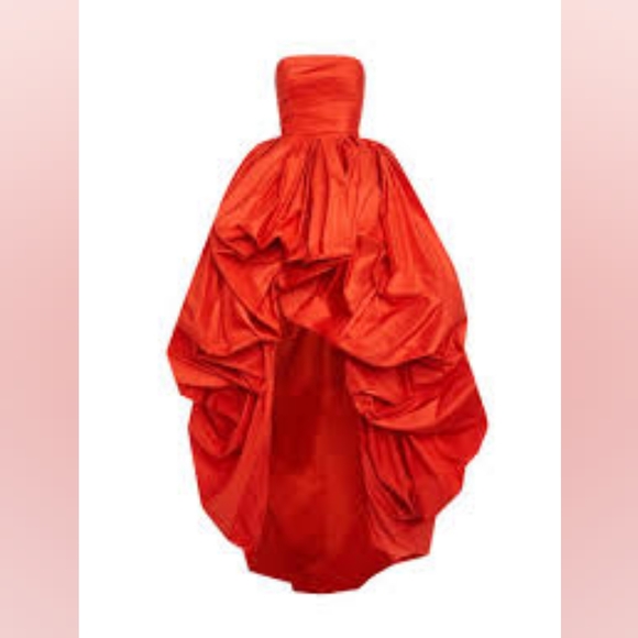 $8,690 OSCAR DE LA RENTA RED SILK DRAPED RUNWAY GOWN US XL - Picture 13 of 16